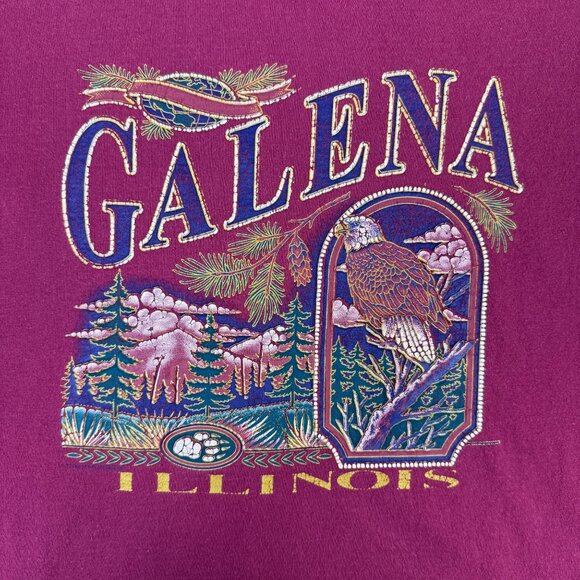 Vintage Galena Illinois Graphic T-Shirt Red Unisex XL Single Stitch Eagle Travel - Picture 2 of 7